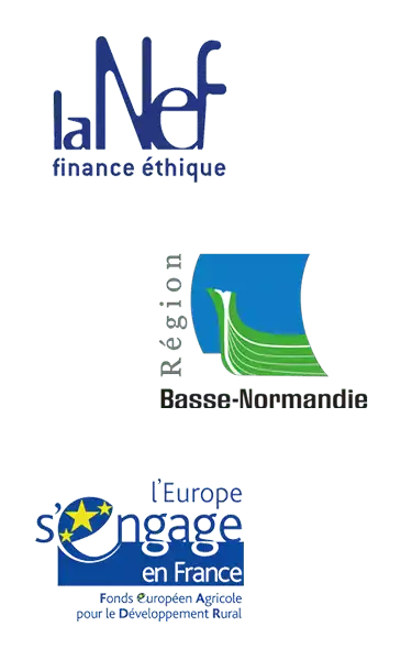 Logos de la Nef, de la région Basse-Normandie et le Feader avec qui la Brasserie La Lie est engagée